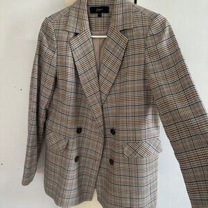 Candie's Women's Plaid Blazer - Black and Tan